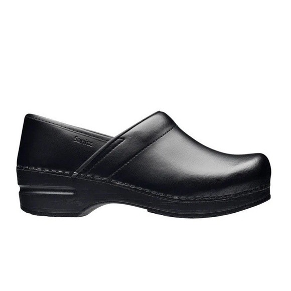 Sanita Pro Cabrio Black Brush Leather Professional Clog Women's EU 37 Wide NEW!! - Picture 4 of 8